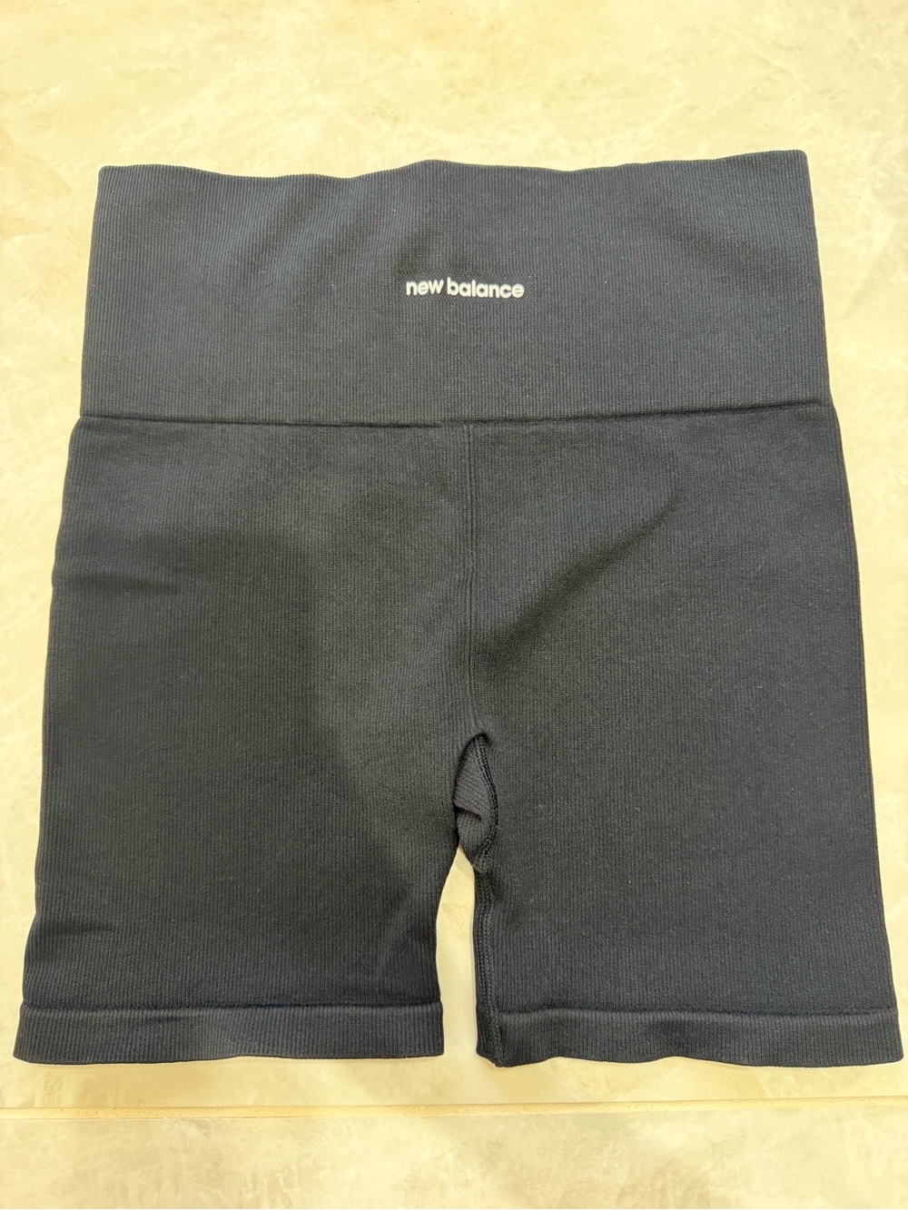 New Balance Women's Black High-Rise Bike Shorts with Logo